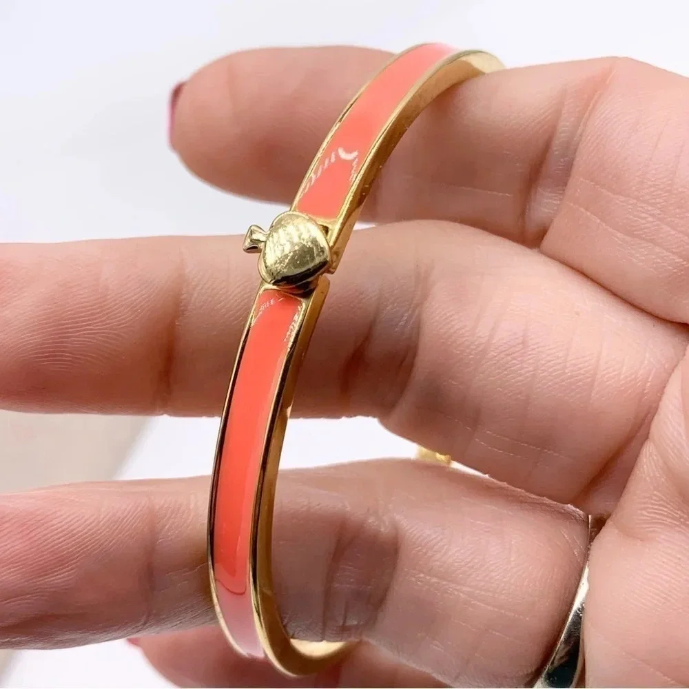 Kate Spade Coral Heritage Hinged Bangle Bracelet - Picture 2 of 4